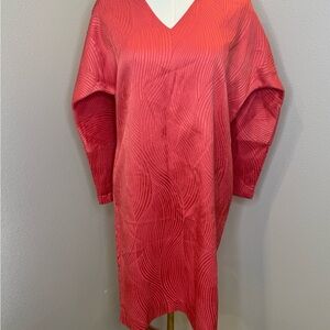 Natori Coral Textured V-Neck Dress Long Sleeve Size XSmall New with Tags